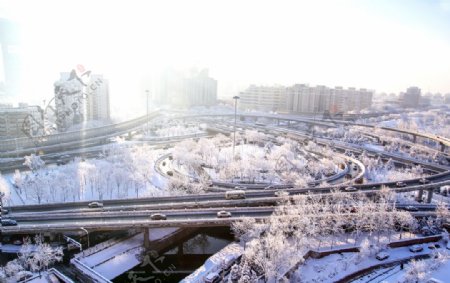 健翔桥雪景图片