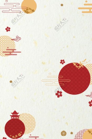 红色日式和风纹饰背景图片