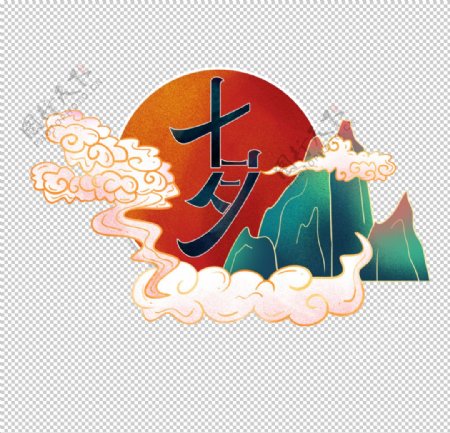 七夕节日字体主题背景海报素材图片
