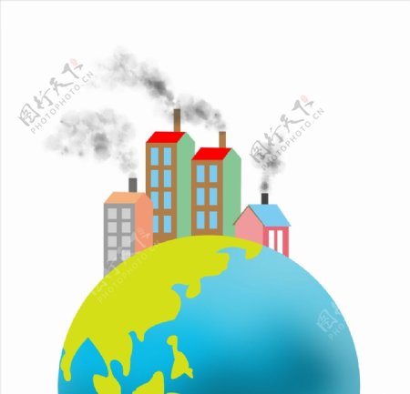 手绘地球大气污染元素图片