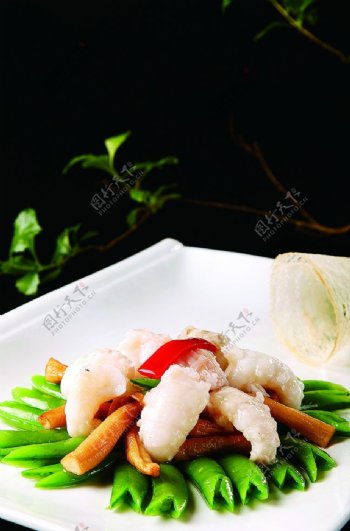 特色菜白玉菇炒龙虾肉图片