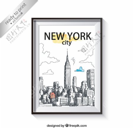 手绘纽约城市图片