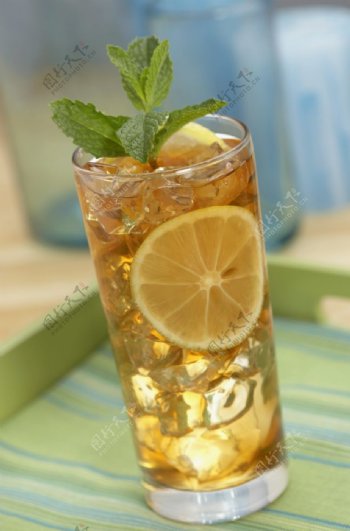 柠檬汁冰块饮料饮品背景素材图片