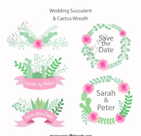 婚礼花环与标签图片