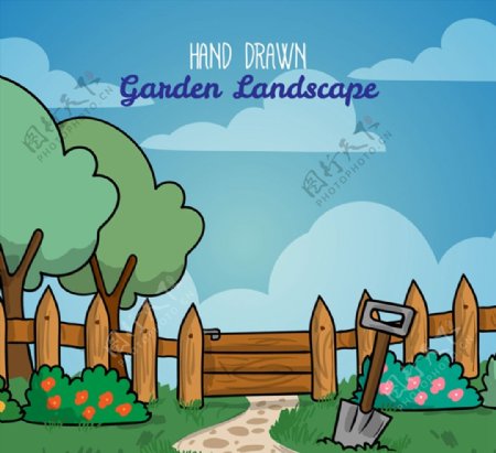 花园栅栏风景图片