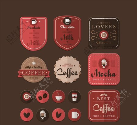咖啡元素标签图片