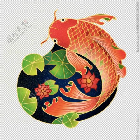 中国风国潮鲤鱼图片