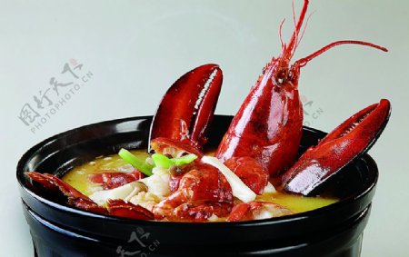 海鲜波士顿龙虾煮芥菜图片
