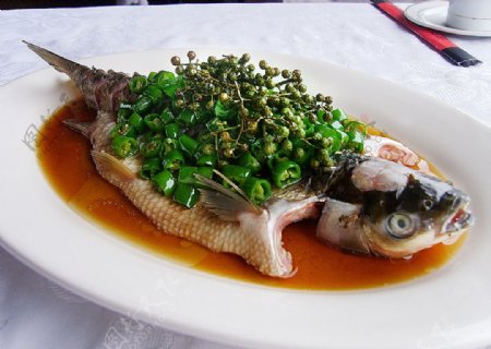 海鲜河鲜豉椒鱼图片