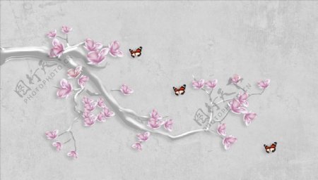 浮雕花蝴蝶背景墙图片