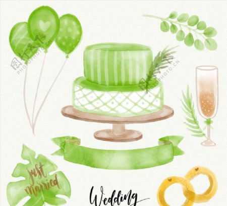 绿色婚礼元素图片