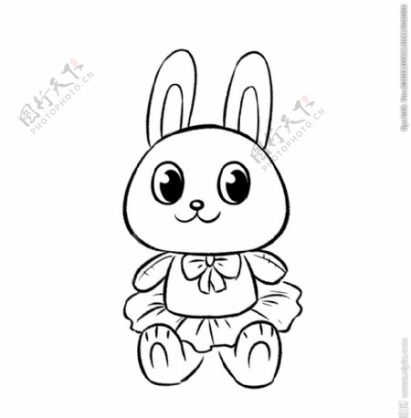 兔子线稿插画图片