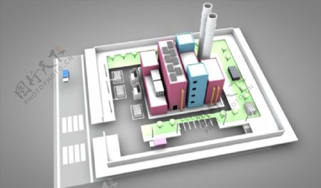 C4D模型像素工厂企业图片