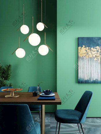 现代绿色墙面装饰图片